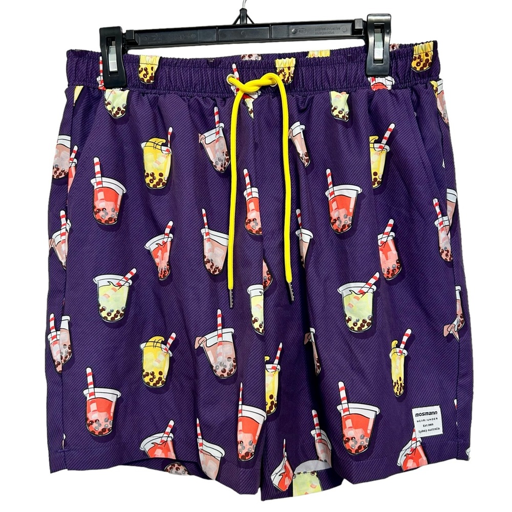 NWT Mosmann Australia Boba Tea Swim Shorts Sz L Purple